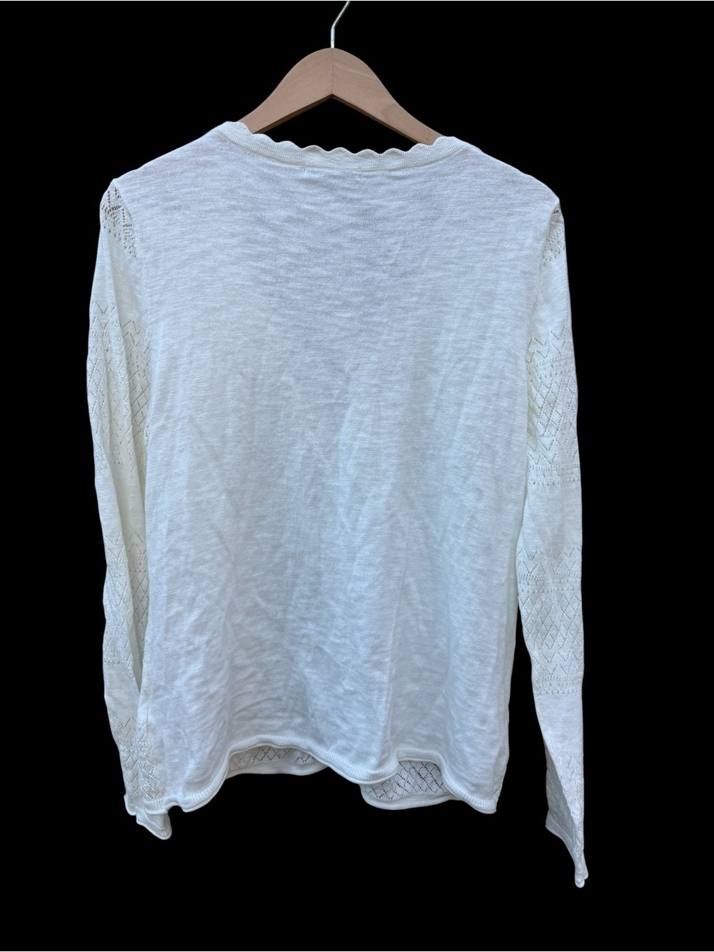 Frye Ivory Scalloped-Edge Knit Cardigan Size XL - Picture 6 of 6